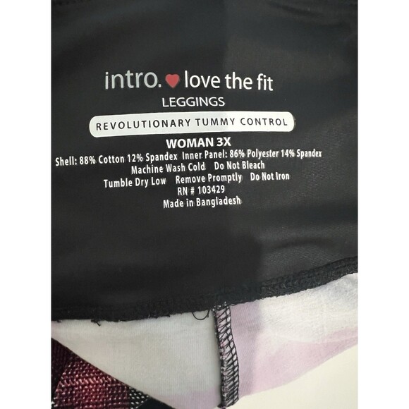 Intro Love the Fit Leggings Plus Size 3X Red Black Plaid Tummy Control Cropped - Picture 4 of 5